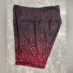 Ombré Leopard Print Athletic Shorts - Red and Black - Small